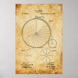 Penny Farthing Bicycle Blueprint Poster