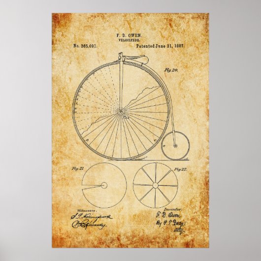 Penny Farthing Bicycle Blueprint Poster (Vorne)