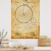 Penny Farthing Bicycle Blueprint Poster (Küche)