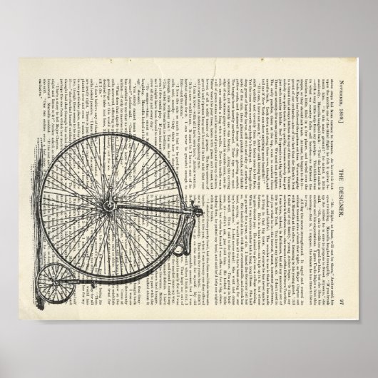 Penny Farthing Buchseite Kunst Poster (Vorne)