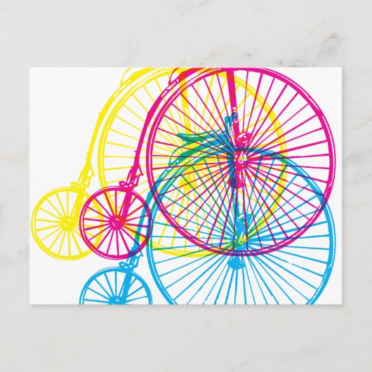 Penny Farthing CMYK Postkarte (Vorderseite)