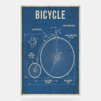Penny Farthing Fahrrad Blaupause Vintage Wandkunst Acrylschild