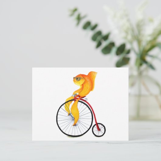 Penny Farthing Fish Postkarte (Stehend Vorderseite)