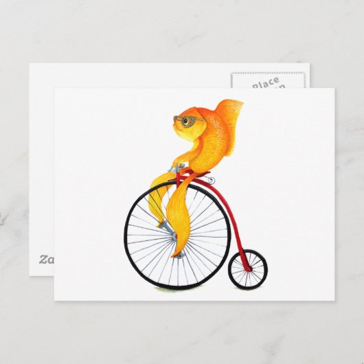 Penny Farthing Fish Postkarte (Vorne/Hinten)