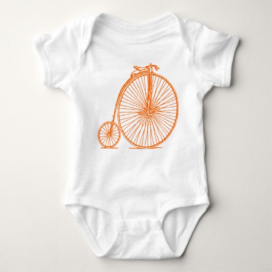 Penny Farthing - Orange Baby Strampler (Vorderseite)