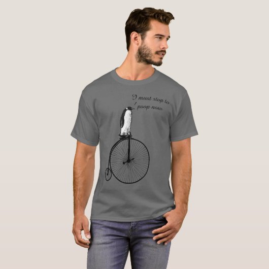 Penny-Farthing Penguin kackt T-Shirt (Vorne ganz)