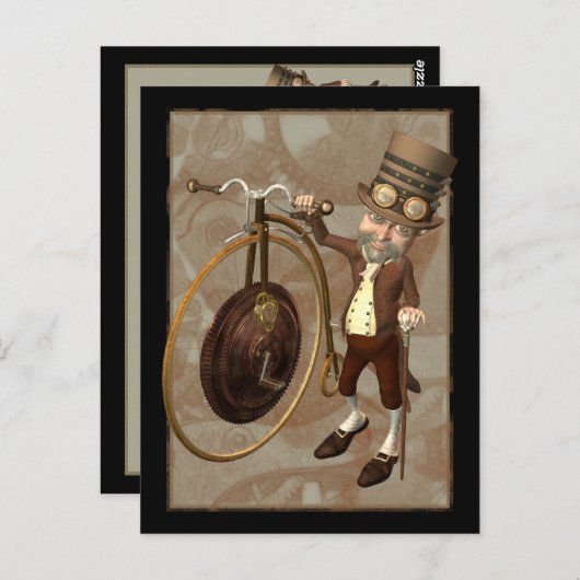 Penny Farthing Steampunk Postkarte (Vorne/Hinten)