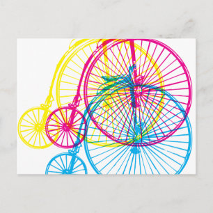 Penny Farthings CMYK Postkarte