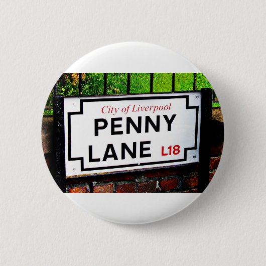 Penny lane Liverpool England-Zeichen Button (Vorderseite)