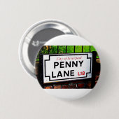 Penny lane Liverpool England-Zeichen Button (Vorne & Hinten)
