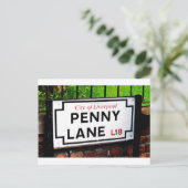 Penny lane Liverpool England-Zeichen Postkarte (Stehend Vorderseite)