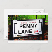 Penny lane Liverpool England-Zeichen Postkarte (Vorne/Hinten)