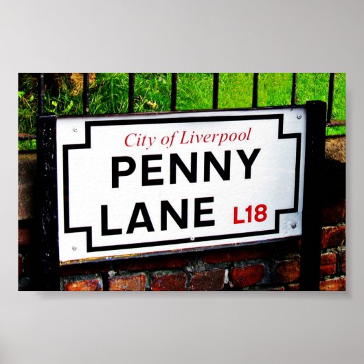 Penny Lane sign, Stadt Liverpool, England, Poster (Vorne)