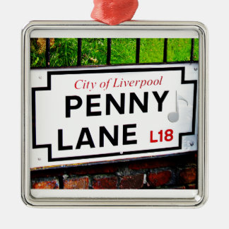 Penny Lane signiert von der Stadt Liverpool Englan Silbernes Ornament