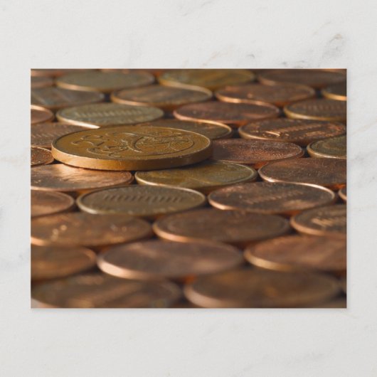 Penny Pennies Coins Money Postkarte (Vorderseite)