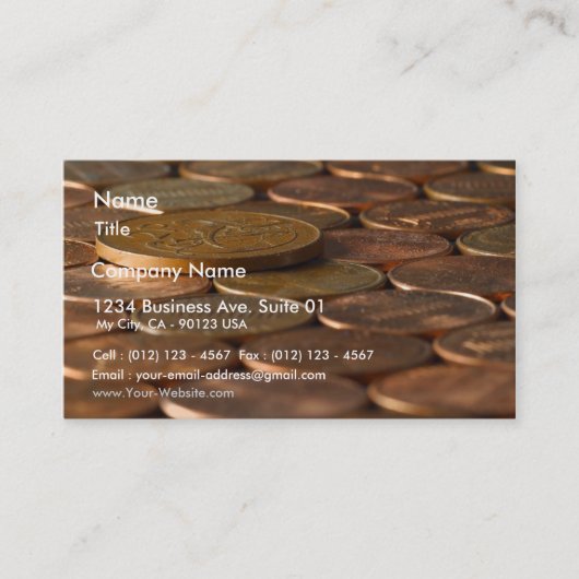 Penny-Pennys-Münzen-Geld Visitenkarte (Vorderseite)