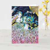 Penny the Morkie Notecard Karte (Gelbe Blume)