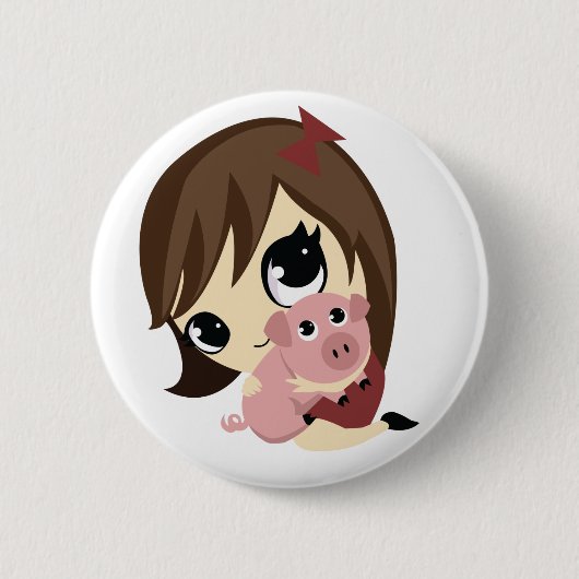 Penny und Snickerdoodle - Brown-Haar Button (Vorderseite)