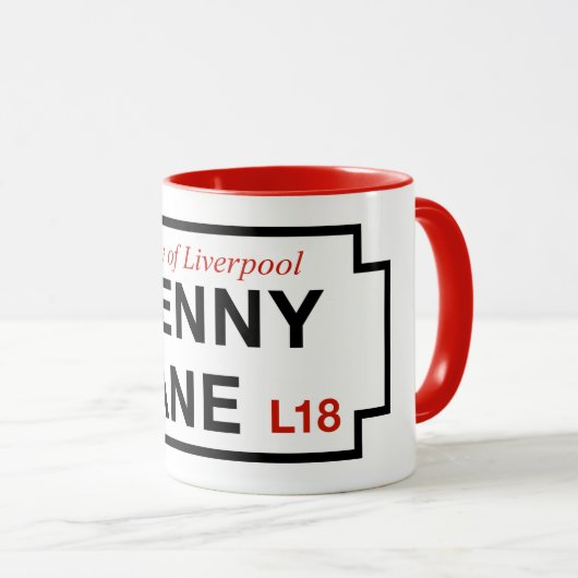 Penny-Weg, Straßenschild, Liverpool, Tasse (VorderseiteRechts)