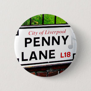 Penny-Wegzeichen von der Stadt von Liverpool Button