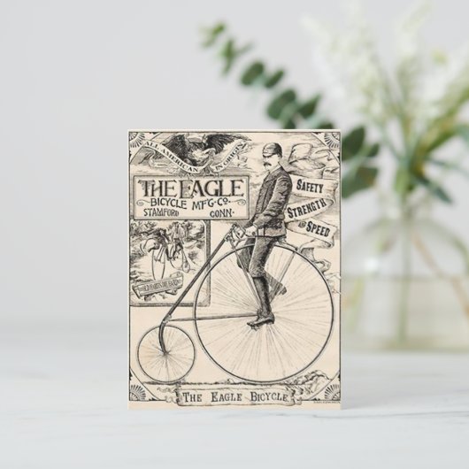 Pennyfarthing Old' Time Viktorianisch Bicycle Ad Postkarte (Stehend Vorderseite)