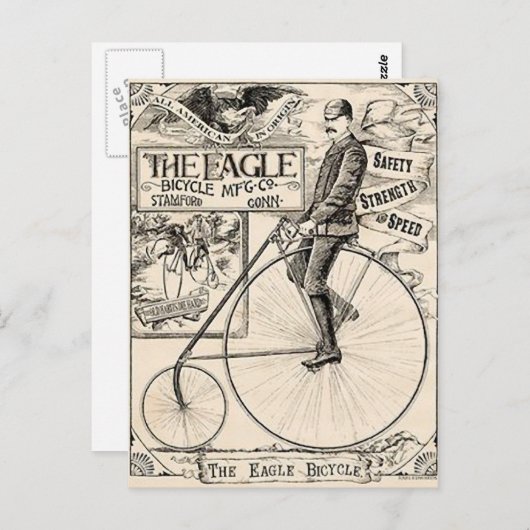 Pennyfarthing Old' Time Viktorianisch Bicycle Ad Postkarte (Vorne/Hinten)