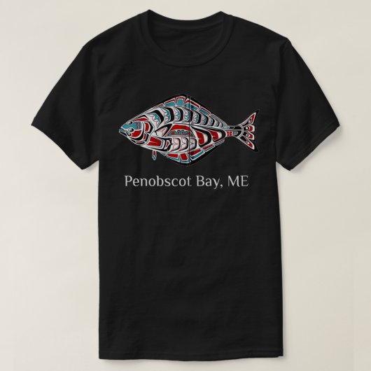 Penobscot Bay Maine Coast Halibut Fisherman Native T-Shirt (Design vorne)