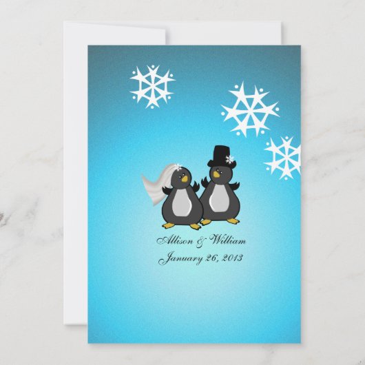 Penquin Hochzeit Probe Dinner Einladung (Rückseite)