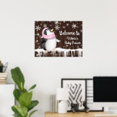 Penquin Snowflake Winter Baby Duschzeichen Poster (Heimbüro)