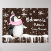 Penquin Snowflake Winter Baby Duschzeichen Poster (Vorne)