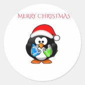 Penquin Weihnachtsticker. Runder Aufkleber (Vorderseite)