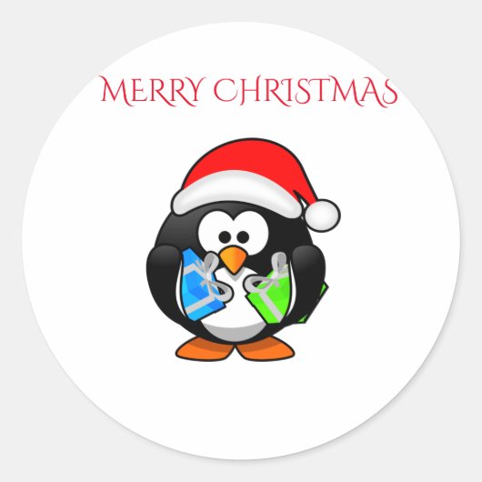 Penquin Weihnachtsticker. Runder Aufkleber (Vorderseite)