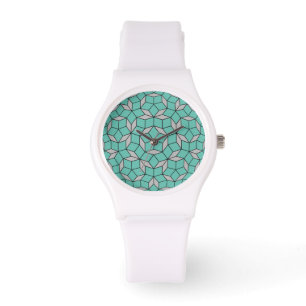Penrose Tilingsmuster gerundet, grauer Türkis Armbanduhr