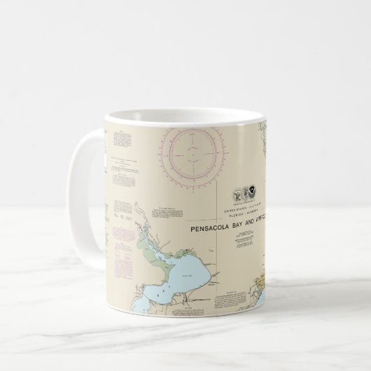 Pensacola Bay and Approaches Nautical Chart 1382 Kaffeetasse (Vorderseite Links)