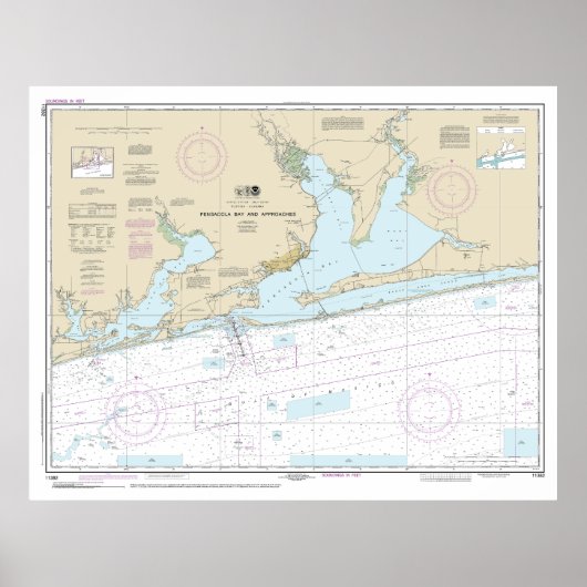 Pensacola Bay and Approaches Nautical Chart 1382 Poster (Vorne)