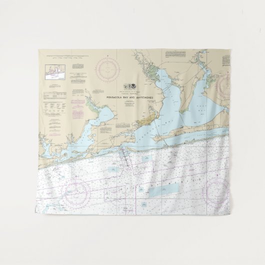 Pensacola Bay and Approaches Nautical Chart 1382 Wandteppich (Vorderseite (Horizontal))