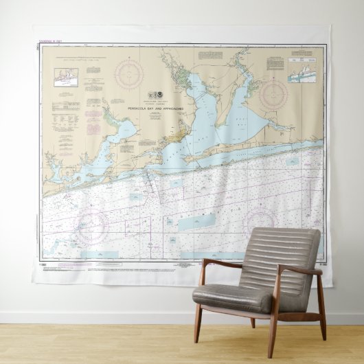 Pensacola Bay and Approaches Nautical Chart 1382 Wandteppich (Beispiel (Horizontal))