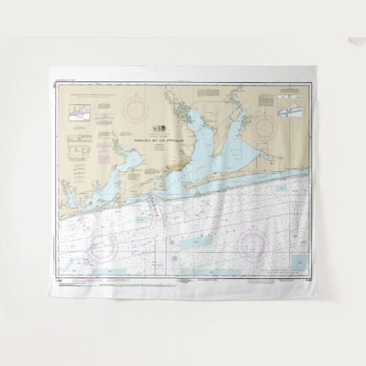 Pensacola Bay and Approaches Nautical Chart 1382 Wandteppich (Vorderseite (Horizontal))