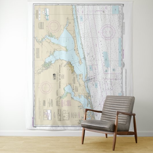 Pensacola Bay and Approaches Nautical Chart 1382 Wandteppich (Beispiel)