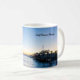 Pensacola Bay Sign Sonnenuntergang Hinter Dem Dock Kaffeetasse