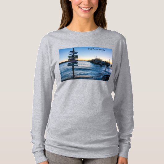 Pensacola Bay Sign Sunset Dock Long Sleeve Tshirt (Vorderseite)