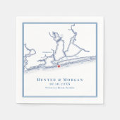 Pensacola Beach FL Karte Elegant Navy Blue Wedding Serviette (Vorderseite)