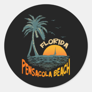 Pensacola Beach FL Vintage 70s Retro Runder Aufkleber
