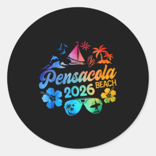 Pensacola Beach Florida 2026 Urlaub Tie Dye Sommer Runder Aufkleber