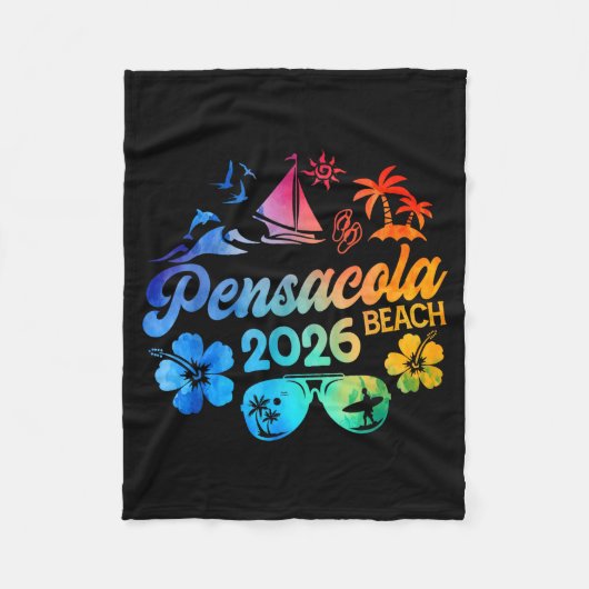 Pensacola Beach Florida 2026 Vacation Tie Dye Summ Fleecedecke (Vorderseite)