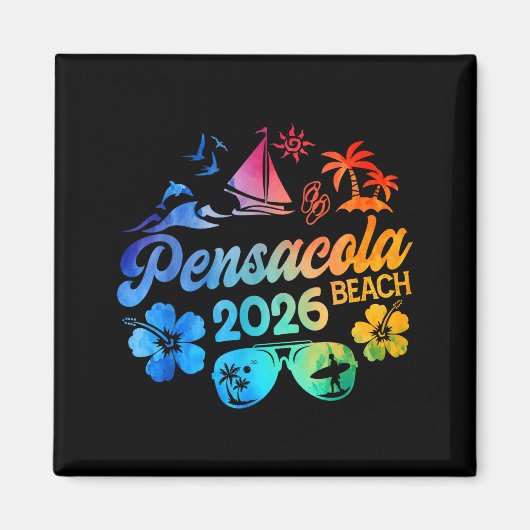 Pensacola Beach Florida 2026 Vacation Tie Dye Summ Magnet (Vorne)