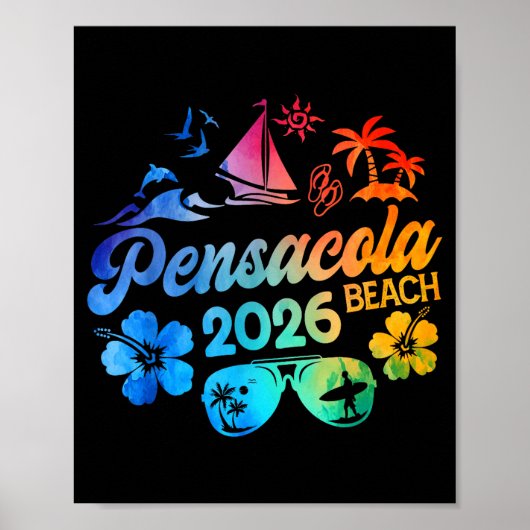 Pensacola Beach Florida 2026 Vacation Tie Dye Summ Poster (Vorne)