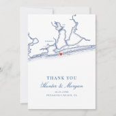 Pensacola Beach Florida Map and Wedding Foto Dankeskarte (Vorderseite)