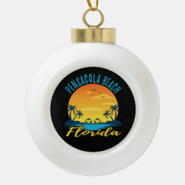 Pensacola Beach Florida Palm Tree Strand Keramik Kugel-Ornament