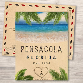 Pensacola Beach Florida Sand Tropical Palm Blätter Postkarte